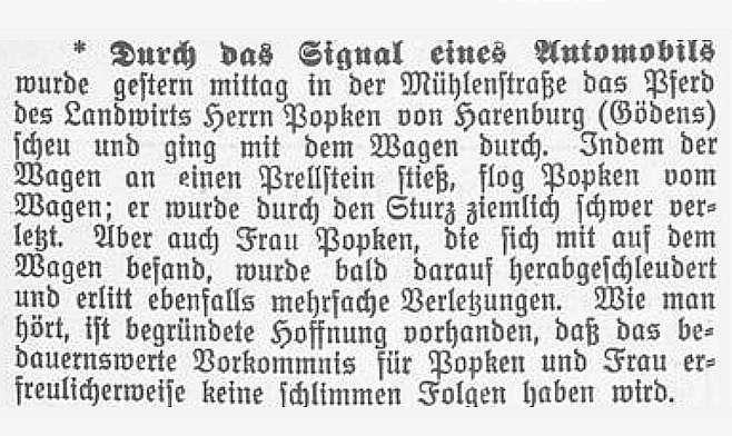 Unfall durch Scheuen