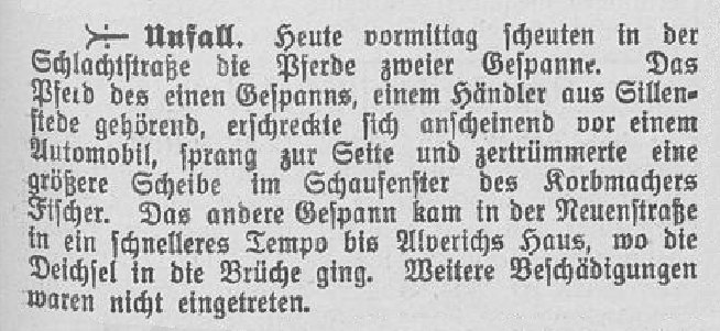 Unfall durch Scheuen
